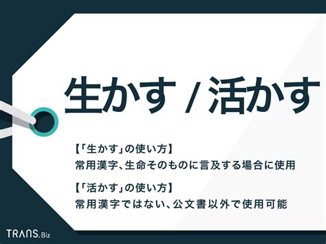 「生かす」と「活かす」の違いと使い分け方は？類語や例文も解。